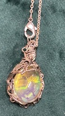 Beautiful vintage silver-plated metal necklace with twisted moonstone