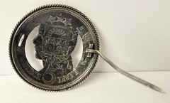 Republic of Latvia 5 Lati 1931 Maiden’s Head Brooch Pin