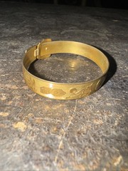 Antique Unmarked Baby Bangle Buckle Bracelet Adjustable Etched Design