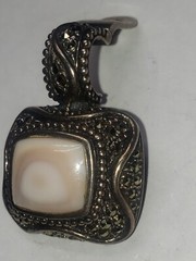 Vintage LT 925 Sterling Silver With Marcasite Stone Pendant Good Condition