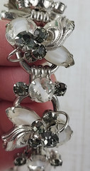 Vintage Juliana Rhinestone Bracelet & Earrings Set Givre Glass Smoky Rhinestones
