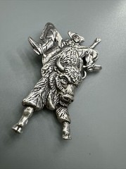 Vintage Hartmans Durango Cowboy 925 Sterling Silver Buffalo Bull Rider Brooch