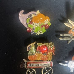 vintage brooch lot 4 pins fall autumn harvest Signed JJ KC