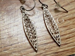 VINTAGE * STERLING SILVER (925) * EARRINGS 1.5″- GOLD PLATE on SILVER