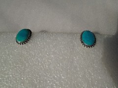 VINTAGE 925 STERLING SILVER TURQUOISE CLIP ON EARRINGS OLD PAWN