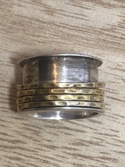 b45. 925 Sterling Vintage Spinner Meditation Fidget 13.9mm wide Band Ring 6.75-7