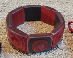 Round Graduated Wood Bead Necklaces and Wood Stretch Bracelet 4 Piece Lot