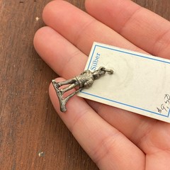 Vintage 800 Silver Switzerland Alpine Horn Blower Pendant Bracelet Charm