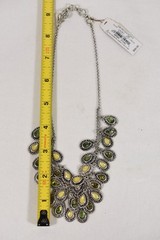 Vtg Y25 BOHO Lucky Brand Necklace Silver Tone Green Yellow Semi Precious Accents