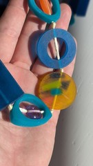 Chunky Vintage Mod Lucite Resin Statement Necklace – Geometric – Teal Blue…