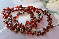 Natural Baltic Amber Cherry Cognac Colors beaded nuggets Necklace 33″ Long