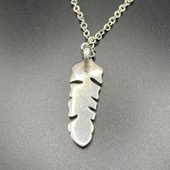 Vintage Navajo Sterling Silver Pink Mother Of Pearl Feather Pendant Necklace 9g