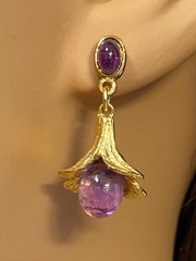 AUTHENTIC SWOBODA DANGLE EARRINGS ~ AMETHYST ~ PIERCED ~ STUNNING!