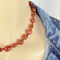 Vintage Possibly Antique Hand Knotted Carnelian Beaded Necklace Needs a Clasp
