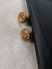 Antique Bespoke 10K Yellow Gold Cufflinks: Art Deco Repousse Ovals, Fixed Back