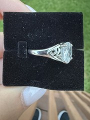 Oval 10mm Cubic Zirconia Solitaire Ring Silver Tone with Earrings