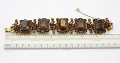 Vintage Delizza & Elster JULIANA Topaz Givré Glass & Rhinestone 5-Link Bracelet