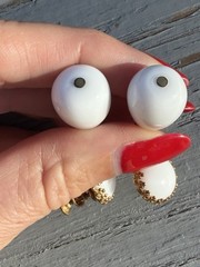 Vintage Signed Miriam Haskell White Glass Dangle Drop Clip Screw Back Earrings