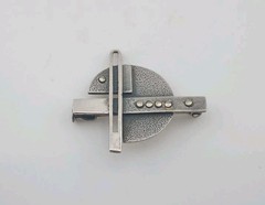 Vintage Sterling Marcasite Modernist Brooch Brutalist Geometric Abstract Pin
