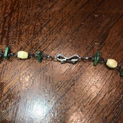 Vintage Southwestern Artisan Necklace Sterling Malachite & Horn/bone Beads 925