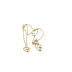 Vintage Lady Remington Pendant Necklace with Faux Pearls & Rhinestones on Gold