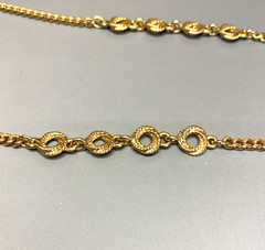 MONET Vintage Gold-Tone Station Necklace Textured Open Circle Curb Chain 28in