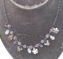 Vintage Carol Lee Charm Costume Jewelry necklace Pearls Flowers & Butterflies