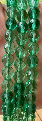 Vintage Green Glass Crystal Bead Faceted Long Necklace 46″ Gorgeous Sparkle!