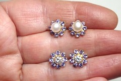 Vintage 10MM Amethyst CZ Seed Flower Jackets for Earrings Use with Any Studs