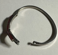 Vintage Nickel Silver Hinged Red Jasper Bangle Bracelet