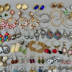 Vintage Modern Earrings Lot Pierced Glass Lucite Flower Dangle Drop 100+ Pairs