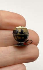 Vintage OLD Handmade Black Enamel Magic 8 BALL Pool Good Luck Pendant Charm