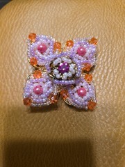 Vintage Beaded Brooch Pin Pink Lavender Unsigned