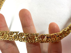 Vintage Necklace Collar Cobblestone Honeycomb Goldtone Shiny 19 inches
