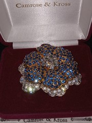 Camrose & Kross JBK Jacqueline Kennedy Faux Sapphire & Diamond Brooch COA/Box