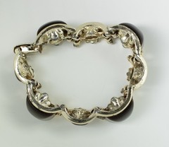 1950s Vintage Tank Bracelet Brown Thermoset Moonglow Lucite Chunky Links MCM