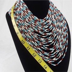 Vintage Necklace Costume Jewelry Seed Beads Statement Piece Ethnic Hippie Retro