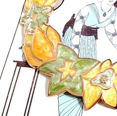 VTG Runway MONET 17″ Book Pc ENAMEL Pearlescent Pastel FLORAL NECKLACE Garland