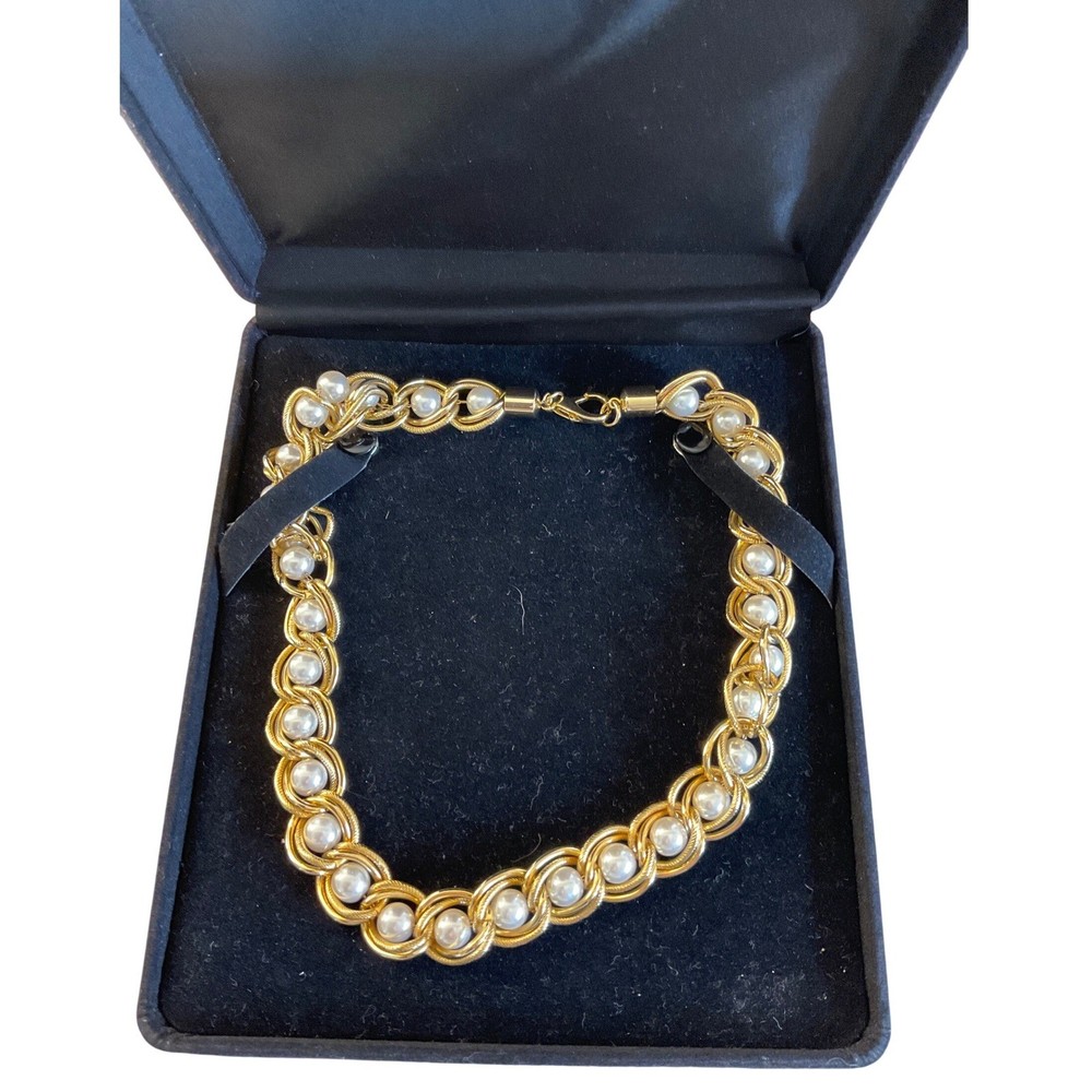 Vintage Faux Pearl Gold Chain Necklace Old Money Classic Regencycore Bridal