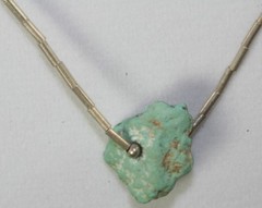 VTG 1970’S LIQUID STERLING SILVER GOOD QUALITY CHUNK TURQUOISE 27 INCH NECKLACE