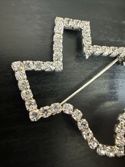 2 Texas State Rhinestone Rodeo Silver Toned Brooch Pin