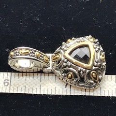 Vintage Renaissance Revival 2-Tone Black Onyx Cubic Zirconia Pendant