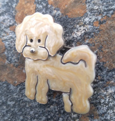 Vintage AJH Poodle Dog Brooch 1.25in Swirl Enamel 925 Sterling Anne Jane Harvey