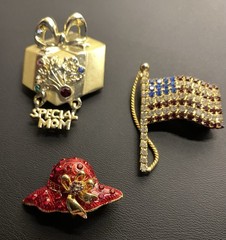 Vintage to Modern Mixed Metal Rhinestone Brooch Pin Lot – Set of 20 Brooches