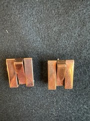 Vintage Rare Signed RENOIR Large Copper Modern Mid Century Clip On Earrings