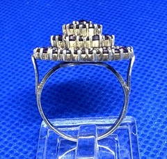 X11 Antique 3 Level 60 x Red Garnet, 900 Silver Ring size 5.0 BOHO 1890-1920