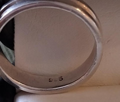 Vintage porcelain blue/white sterling silver ring sz 7