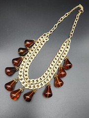Gorgeous Double Layered Statement Necklace with Acrylic Charm Beads