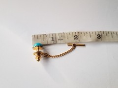 Vintage Matching Set Cufflinks, Tie Bar & Tack Gold Tone W Faux Turquoise Stones