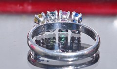14k white gold mother’s size 8 ring 0.99ct lab created gemstones 3.0gr